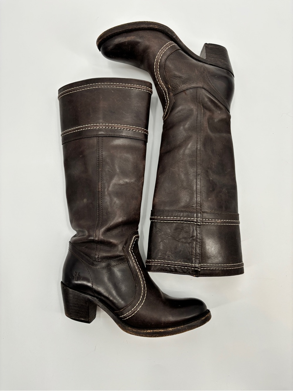 Frye Jane Brown Leather Calf Boots 77231 - Picture 6 of 16